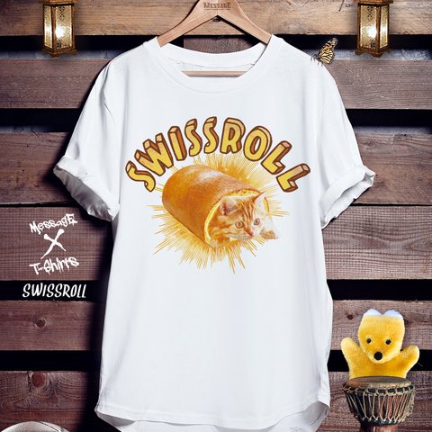 ねこロールケーキTシャツ「SWISSROLL」