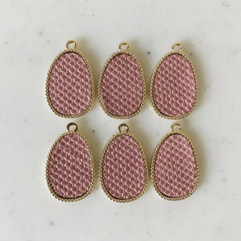 Pink Fake Leather Gold Flamed Oval Pendant Tops