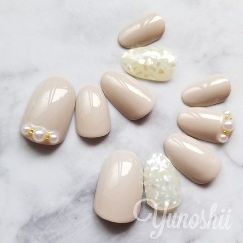 One ColorネイルチップShell×Beige