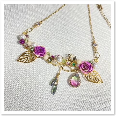 【SHARA】紫のバラ「ドルチェット」のネックレス