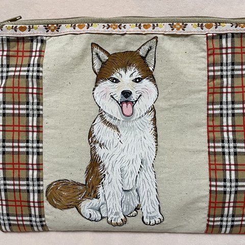 限定商品　フラットポーチ(秋田犬)