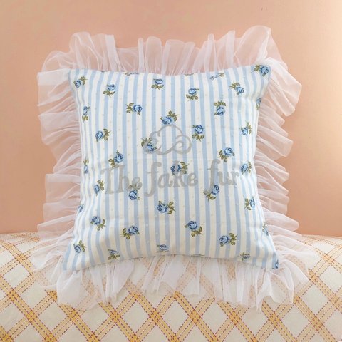 blue rose cushion cover