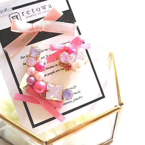 【イヤリングのみ☆】sweet girly bijoux & ribbon