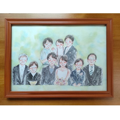 ウェディング 似顔絵 A4 イラスト 両親贈呈品 ウェルカムボード 結婚式 ウェディング 子育て感謝状 水彩 似顔絵オーダー 記念日 