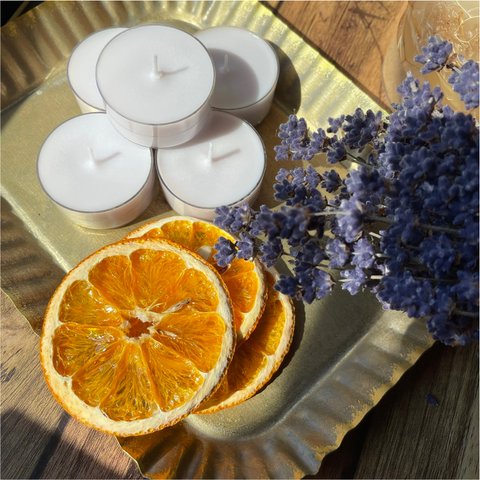 ラベンダー＆オレンジの香り　ソイキャンドル    ティーライト５個セット