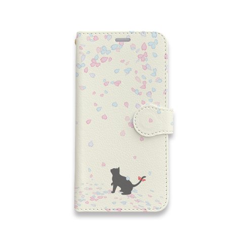 桜 drops　　手帳型ケース スマホケース 猫