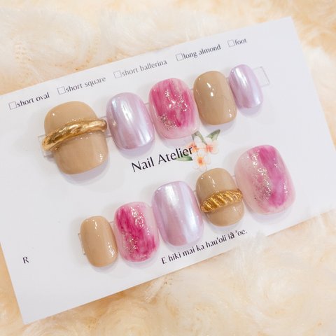 nuance pink ring　ネイルチップ