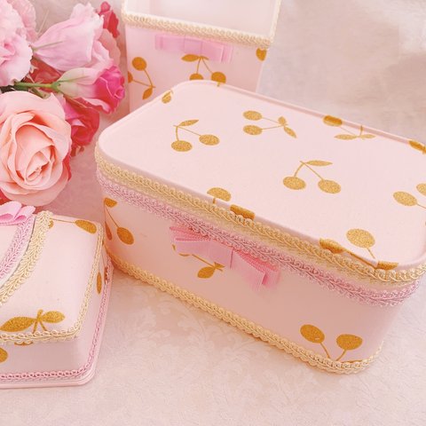再販③ピンクのキラキラ 'チェリー♡メイクボックス（大）