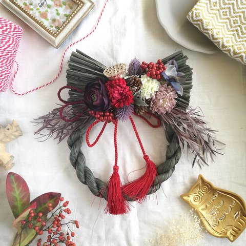 Happy New Year Wreath “ 豊穣 ” タッセル付き