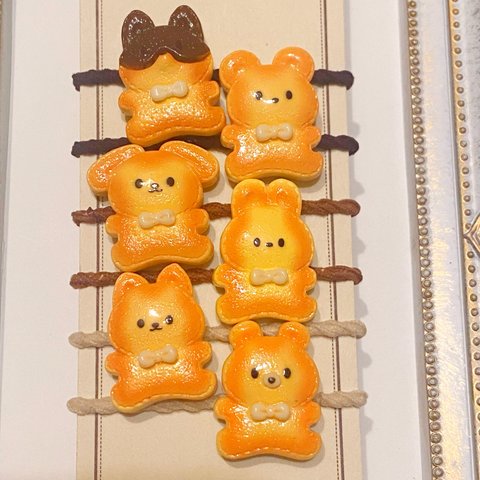 ヘアゴム　キッズ　子供　デコパーツ　クッキー　くま　うさぎ　