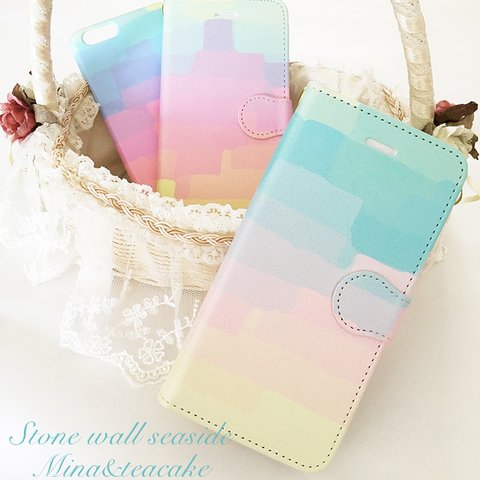 セール！iPhone5/5s/SE Stone wall seaside 手帳型スマートフォンケース