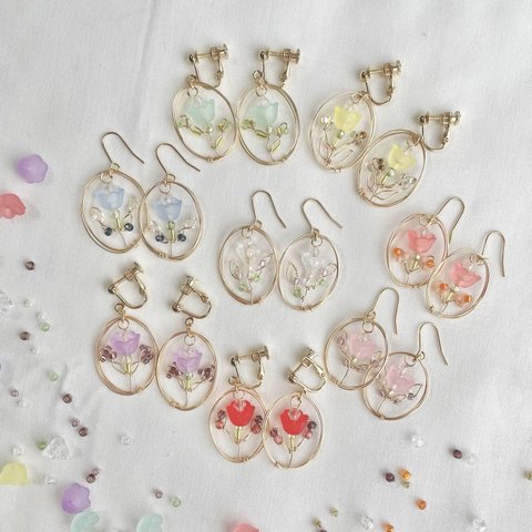 [耳飾り] dress up compact 👗｜ワイヤーアクセサリー（ イヤリング / ピアス ）… カラフル 推し活 推し色 パステルカラー 夢 可愛い ♡♡♡ by ナナウミナナミ 