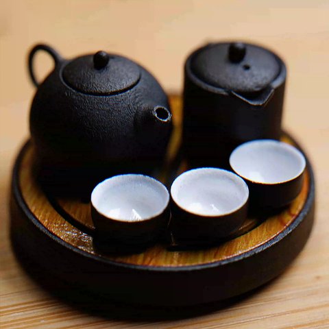 ミニチュア お茶 茶器 急須セット 6点 ドールハウス 1/6サイズ
