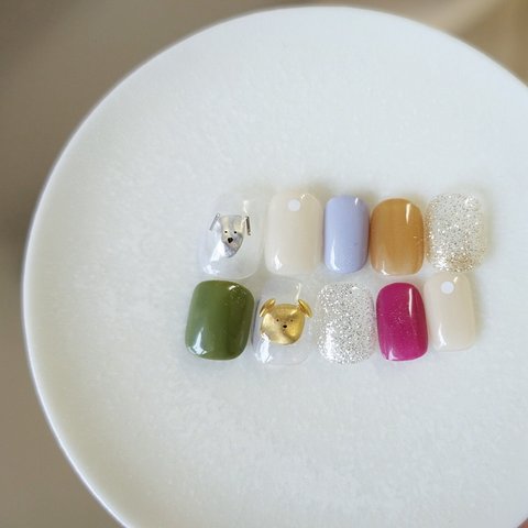 nail tip dog❷ /北欧ネイル/カジュアルネイル/ショートネイル