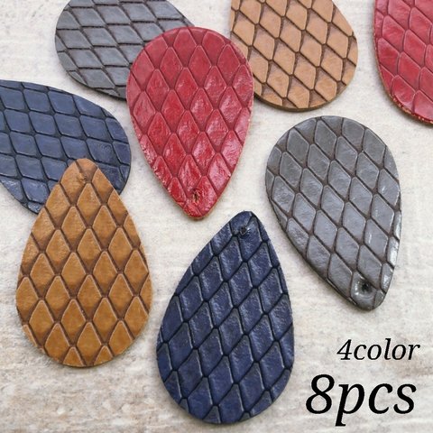 【chmm3416】【4color・8pcs】fake leather drop charm