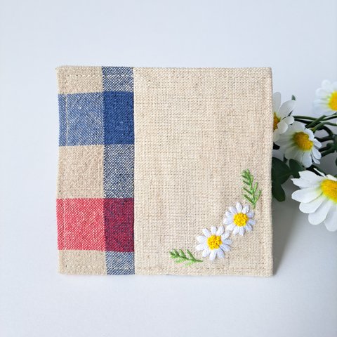 マーガレットの刺繍　コースター