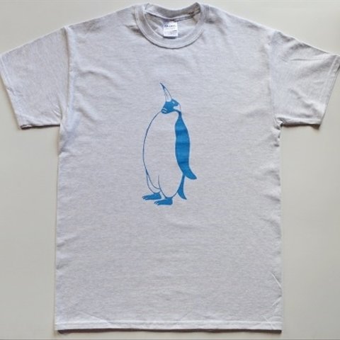 ペンギンＴシャツ、penguin, グレー、半袖シャツ、オリジナルデザイン