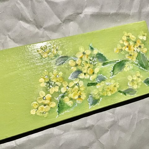 ♡春　菜の花　ボード　トールペイント♡20センチ×7センチ