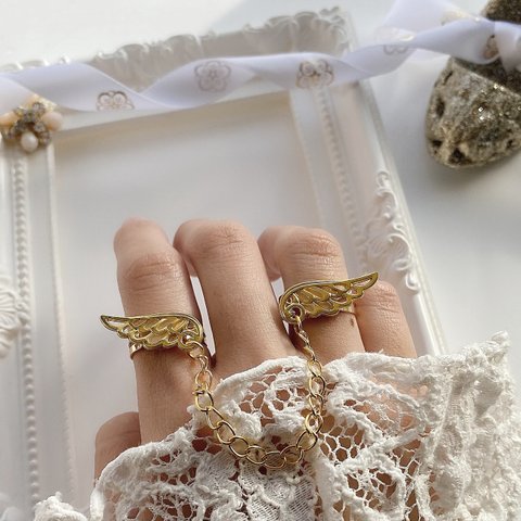   ｡.ʚWING RINGɞ .｡gold