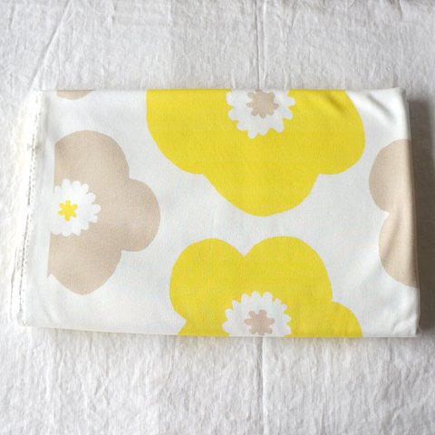 【143×90cm】スムースニット生地（オーガニックコットン）poppy - big （yellow & beige）