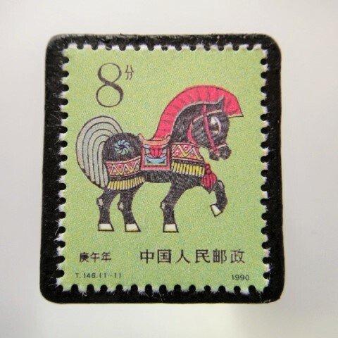 中国　切手ブローチ3839