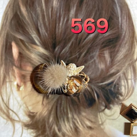 No.569 クラシカル エレガント ポニーフック ヘアクリップ ブローチ ピン ハットピン