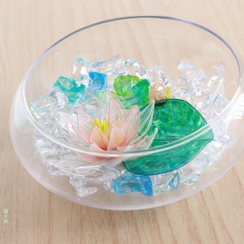 涼しげ Water lily 睡蓮 和 aquaインテリア 池 飾り 日本 花瓶 ディップアート アメリカンフラワー オブジェ