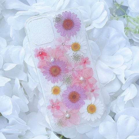 復活♡大人気♡トロピカル押し花のスマホケース♡iPhone GALAXY Xperia oppo