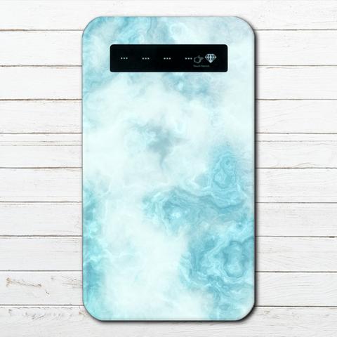 モバイルバッテリー　おすすめ　iPhone　Android　シンプル　大理石柄　スマホ　充電器　タイトル：marble blue　＃000-036