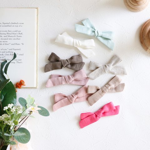 Linen Schoolgirl bow 【Standard size／Petit size／Petit size twin set】