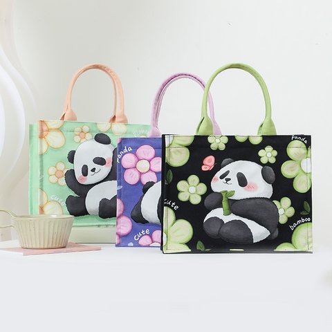 Panda パンダ トートバッグ 花花 和花 ハンドバッグ パンダ柄 エコバッグ 学生手袋 かわいい 中国のパンダ