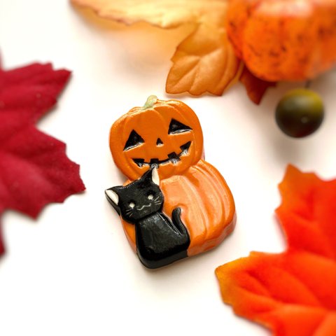 《ハロウィン》かぼちゃと猫の箸置き