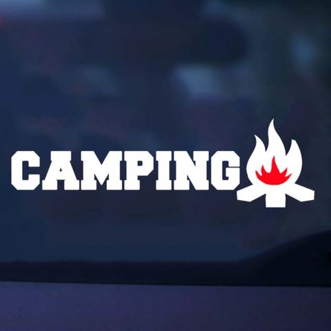 キャンプ ステッカー/ファイヤーデザイン camp