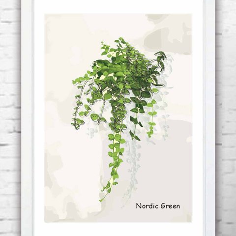 北欧グリーン　植物 　モダン　おしゃれ  ポスター　A4   アート　アートポスター　（アート　seiで検索）　751