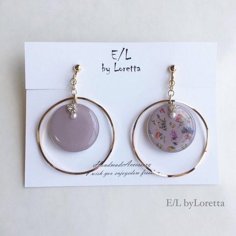 Botanical big hoop pierce/earring(Lavender) 