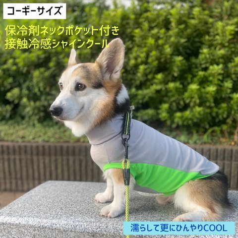 コーギー服　接触冷感　保冷剤ネックタンクトップ　犬服　服　ひんやりCOOL シャインクール