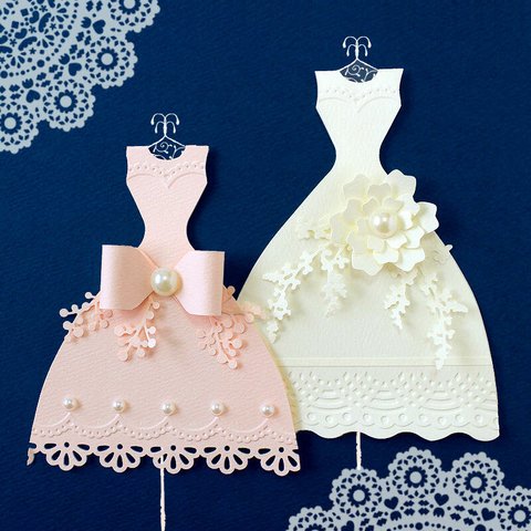 桜ピンク&ホワイト　ドレスのメッセージカード