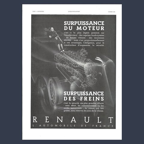 ヴィンテージ　雑誌広告 RENAULT 自動車 モノクロ フランス雑誌　 12pss14-４