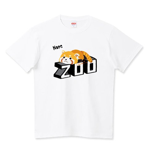 Nope レッサーパンダ へちゃんこ ZOO斜めロゴ 0626 ゆるポップ Tシャツ 半袖 白限定