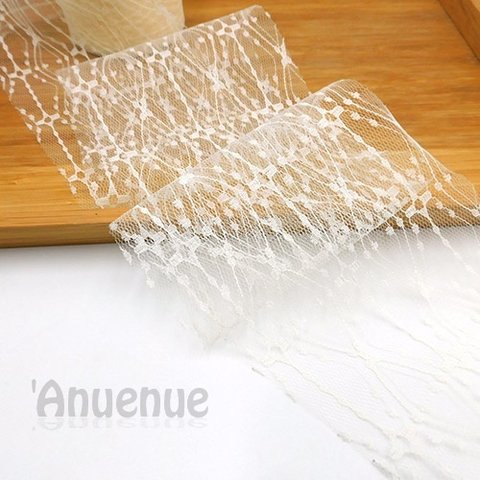 幅広レースリボン【Diamonds / Ivory 】100mm×1m