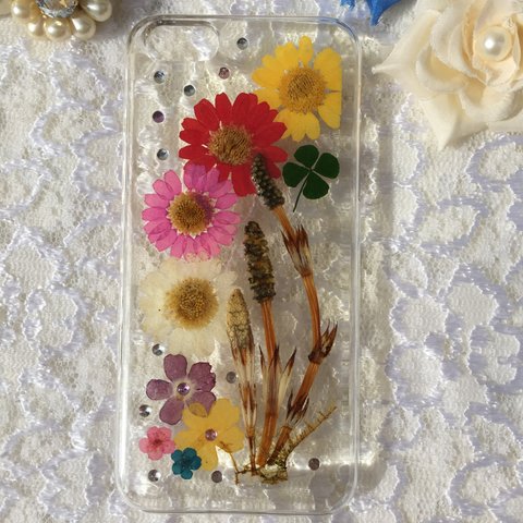 押し花iPhone5cケース ドライフラワー スマホケース 押し花ケース