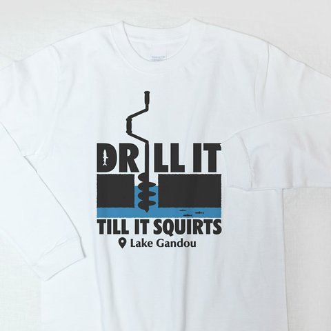 [文字入れOK]ワカサギ アイスドリル Drill it 公魚 釣り ロングスリーブ 長袖 Tシャツ ロンT_H015