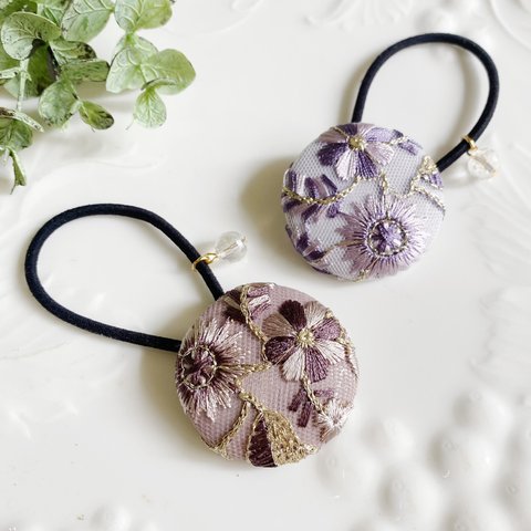 【autumn botanical】インド刺繍テキスタイル　ヘアゴム