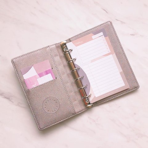【新作】システム手帳・ミニ6サイズ（ピンクグレージュ）
