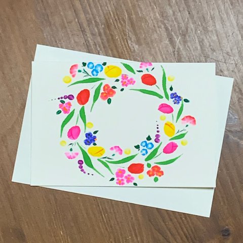 春の花のリース③ポストカード