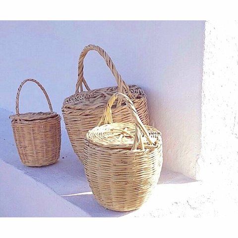 ジェーンバーキン蓋つきバスケット M size BIRKINBASKET-same size as Jane Birkin Basket Handmade wicker basket with lid