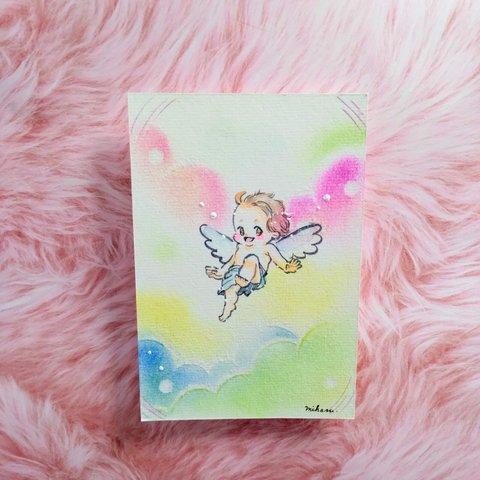 子宝アート　天使のほほえみ　　ポストカード原画 