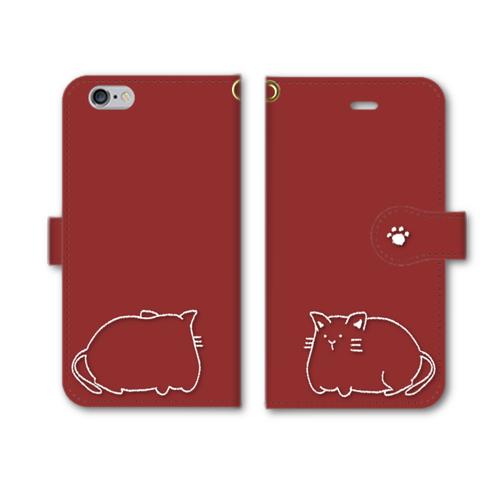 【全機種対応】ひょっこりにゃんこ　バーガンディ　手帳型iphone/スマホケース【多機種対応】