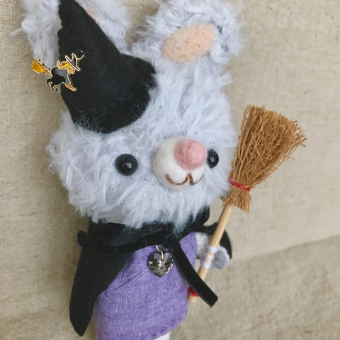 ハロウィン 魔女くまちゃん(グレー) あみぐるみ