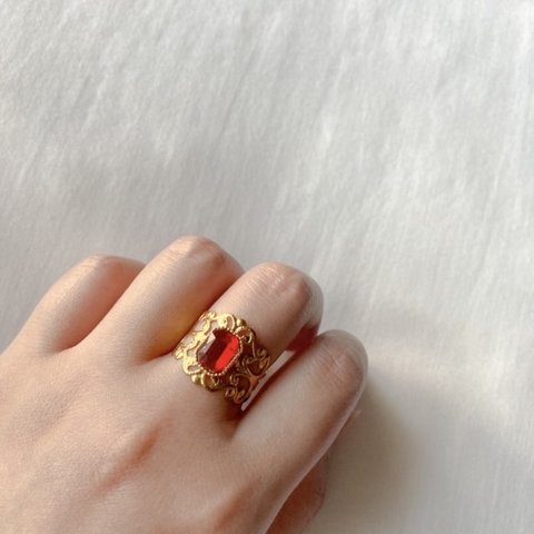 Vintage rétro Red Crystal Lace Ring